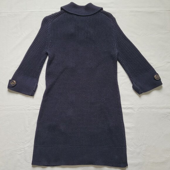 Talbots Double-Breasted Knit Coat Sweater 3/4 Sleeve Navy Nautical Preppy Size S - Picture 2 of 13